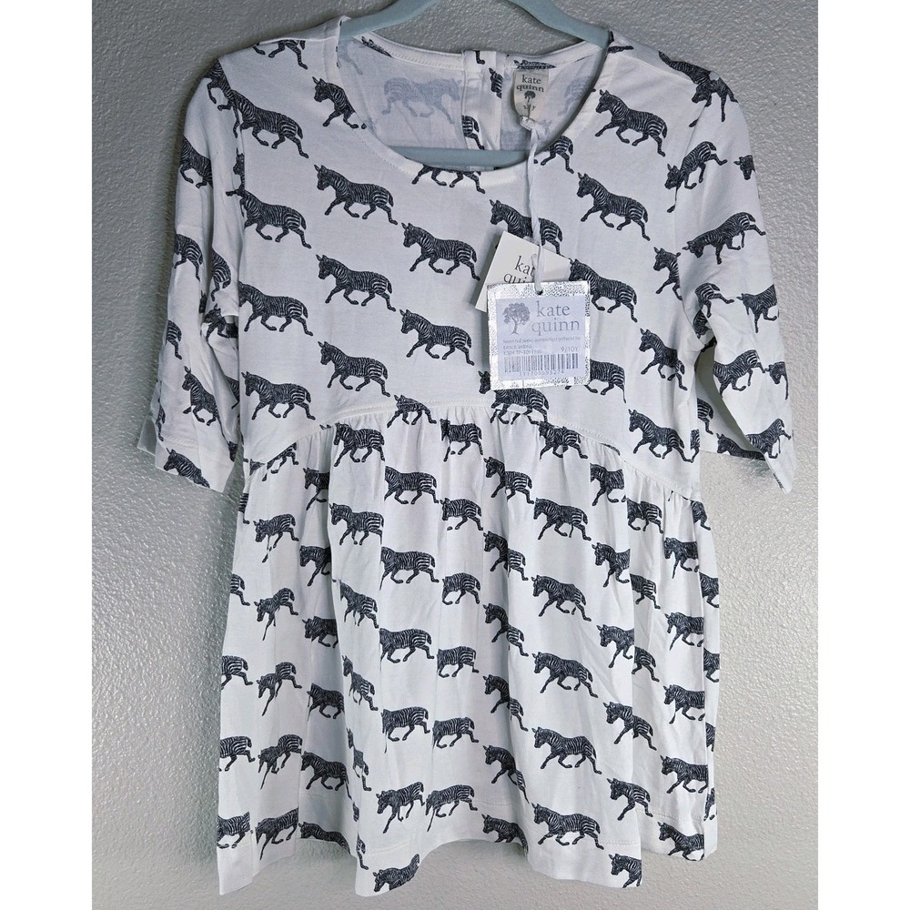 Kate Quinn Zebra Print‎ Bamboo Asymmetrical Peplum Top 9/10Y NWT